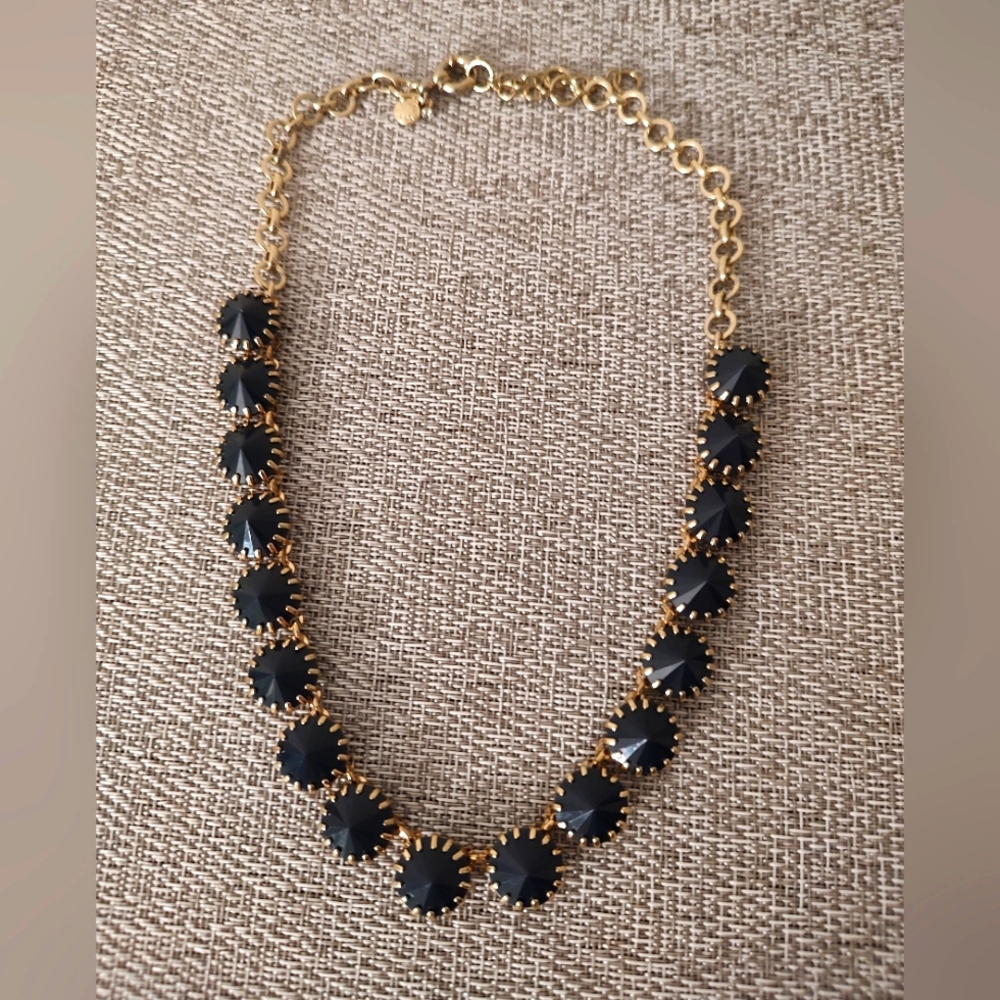 J. Crew Gold Tone Necklace With Dark Blue Stones